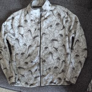 Disney Gray and White Fleece Jacket With Eeyore All Over Print